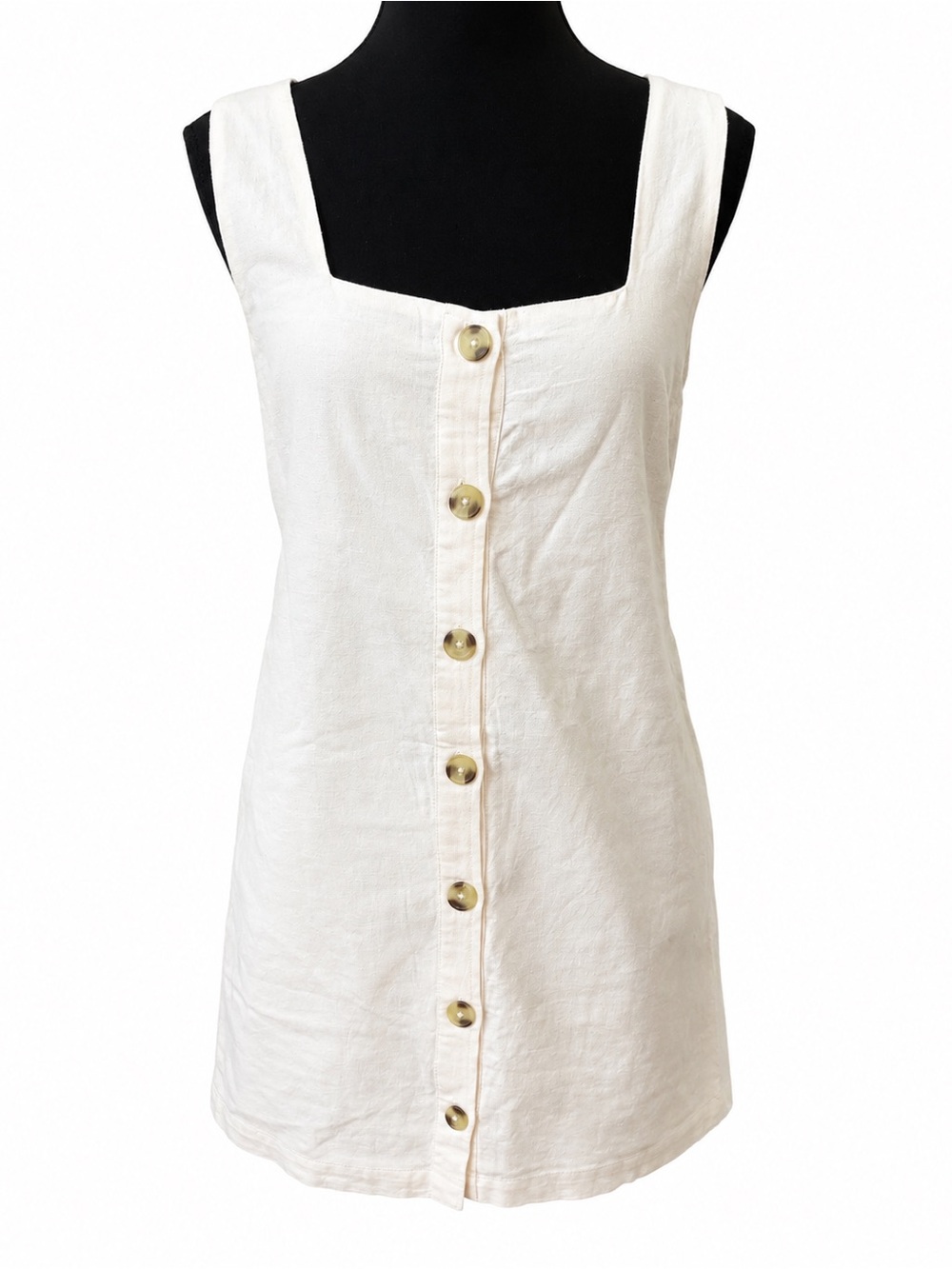 NWT BILA77 Keli Ivory Linen Blend Button Front Mini Dress Size S